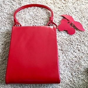 Vintage MidCentury Cherry Red Faux Leather Handbag